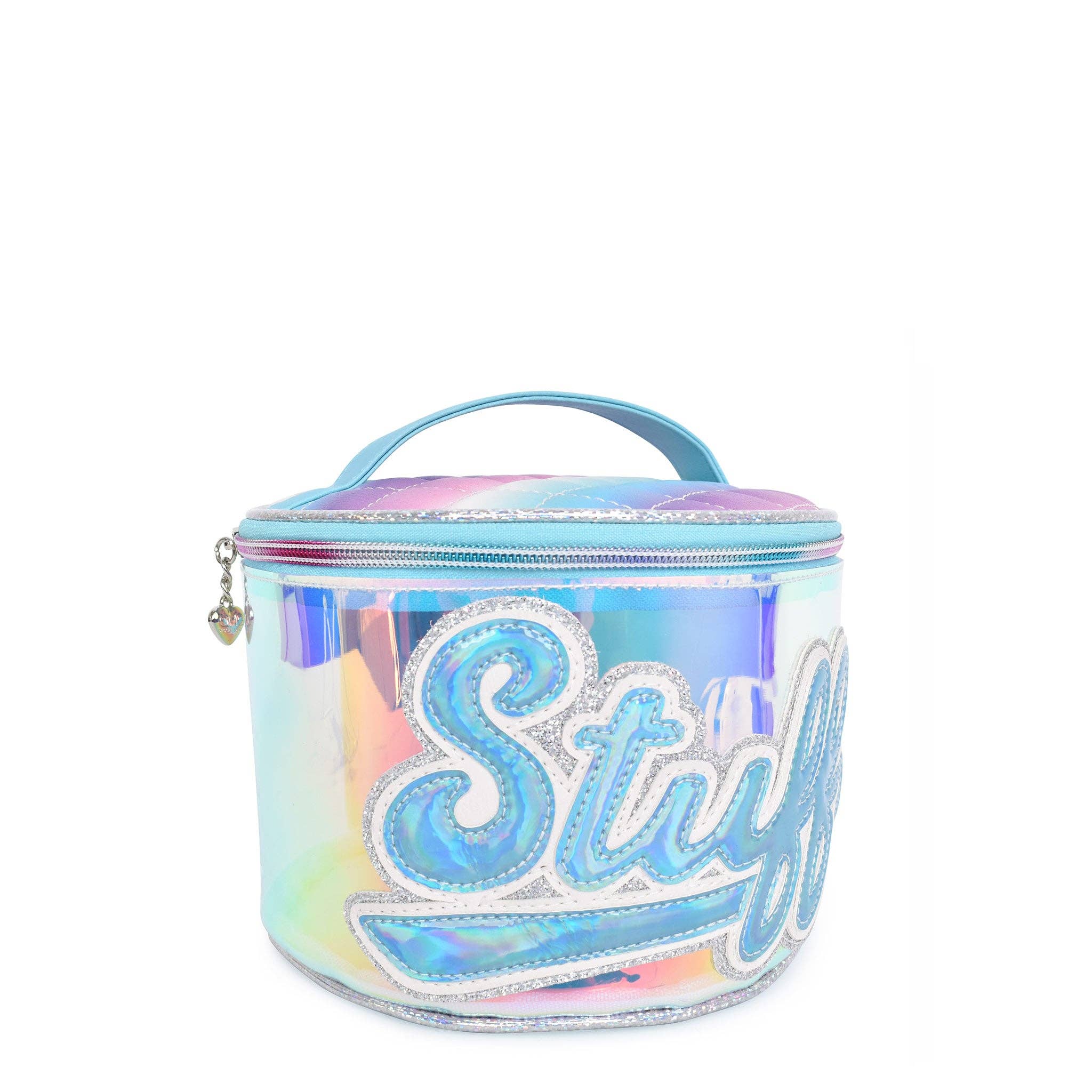 'Stuff' Blue Glazed Round Glam Bag