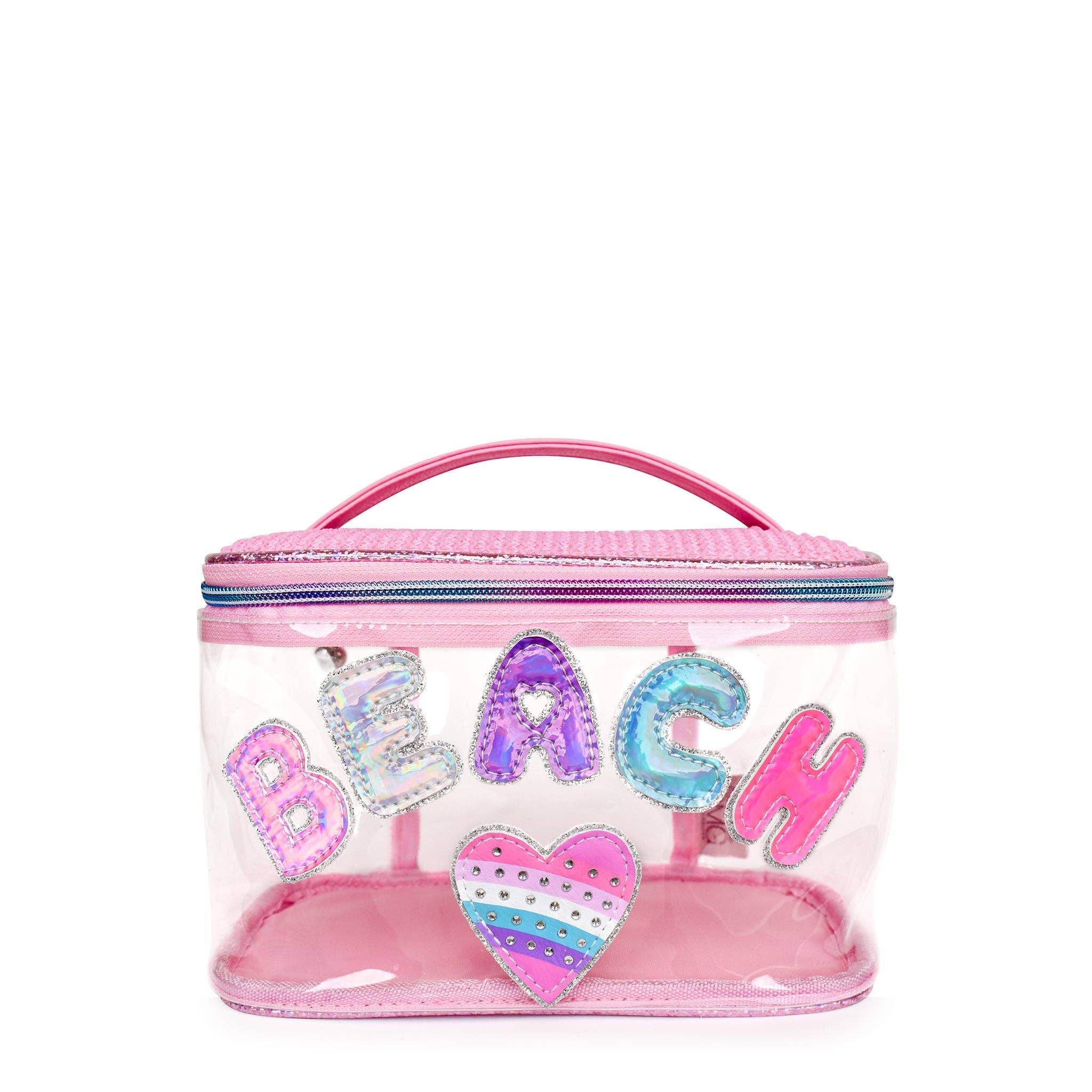 'Beach' Heart Clear Glam Bag