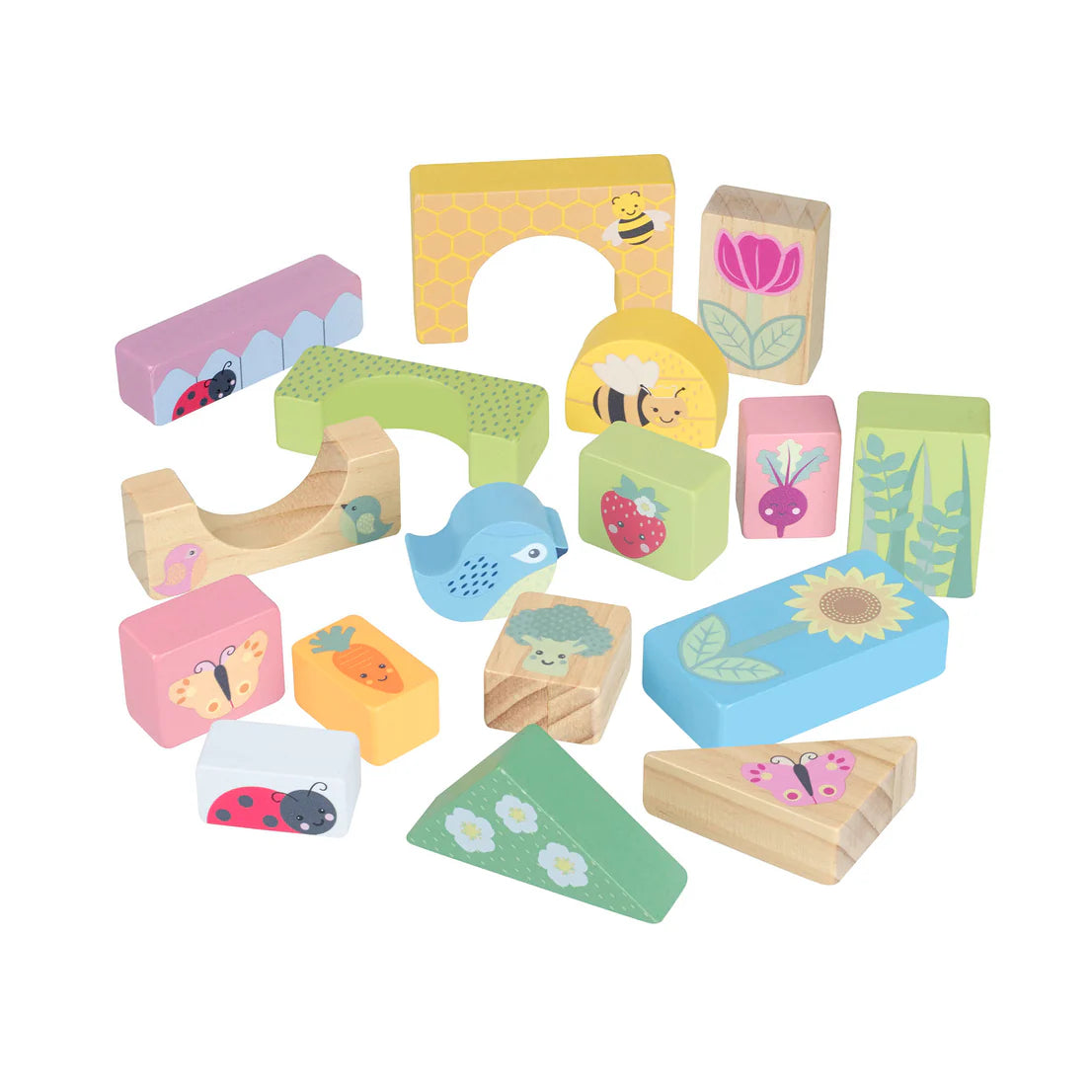 Wooden Blocks Puzzle Spring Garden Design