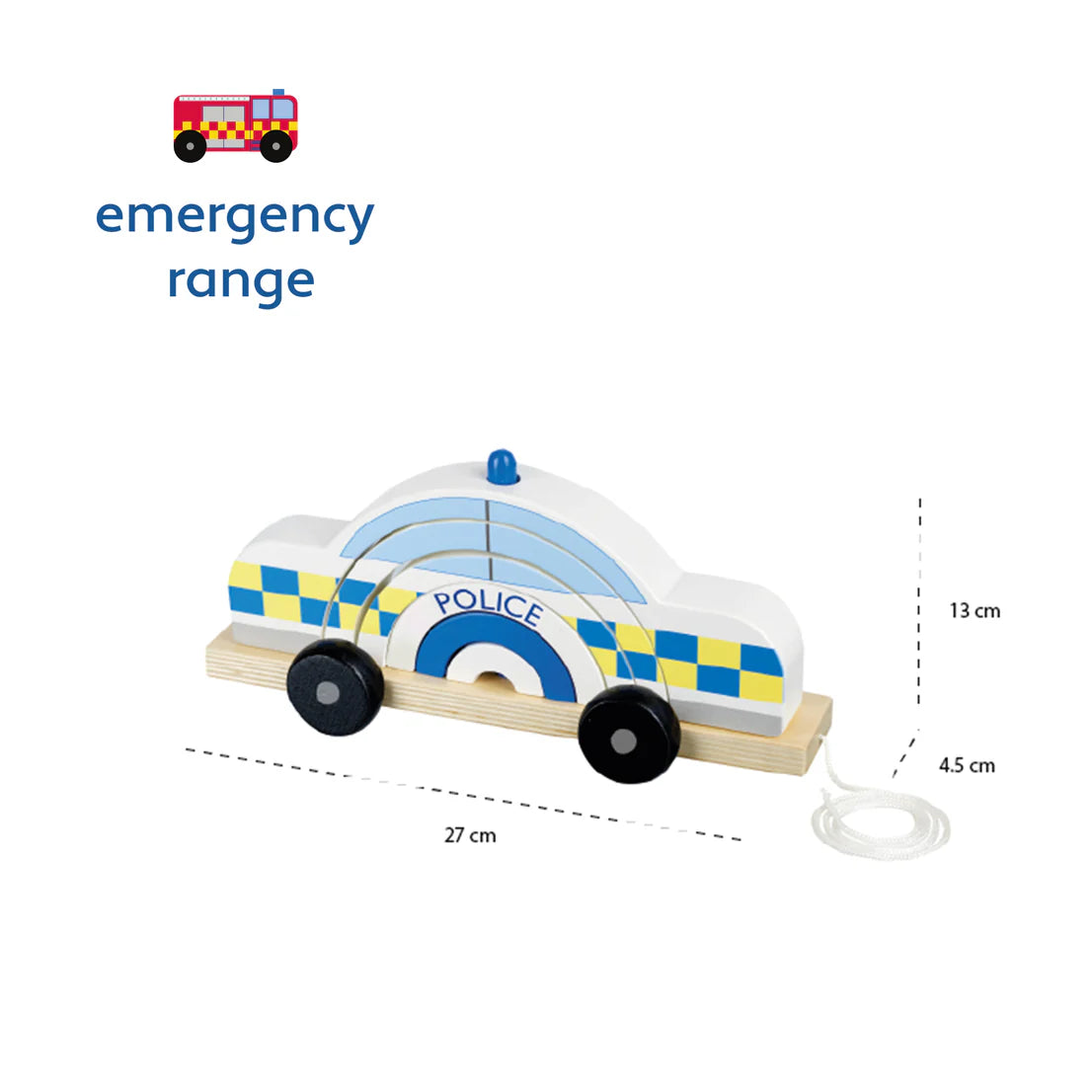 Police Car Pull Along Wooden Stacking Toy