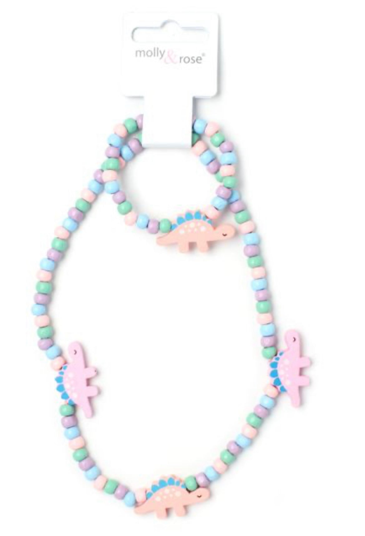 Dinosaur Beaded Necklace And Bracelet Set