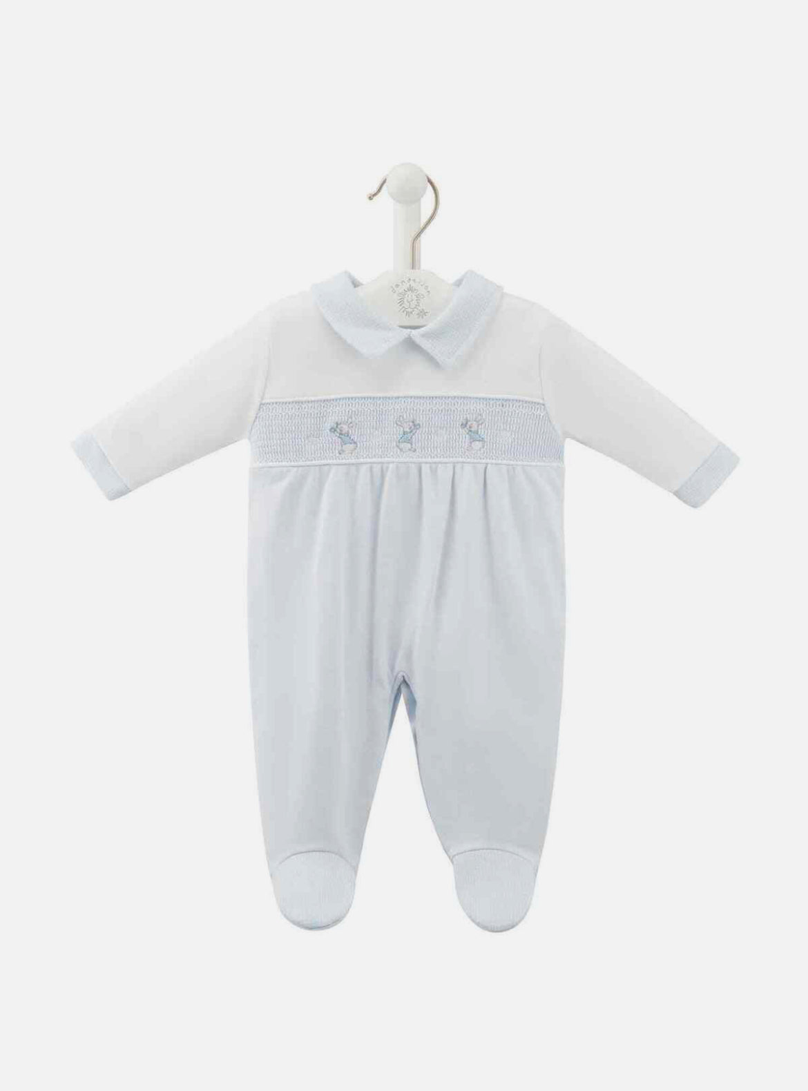 Blue Smocked Bunny Rabbit Rompers