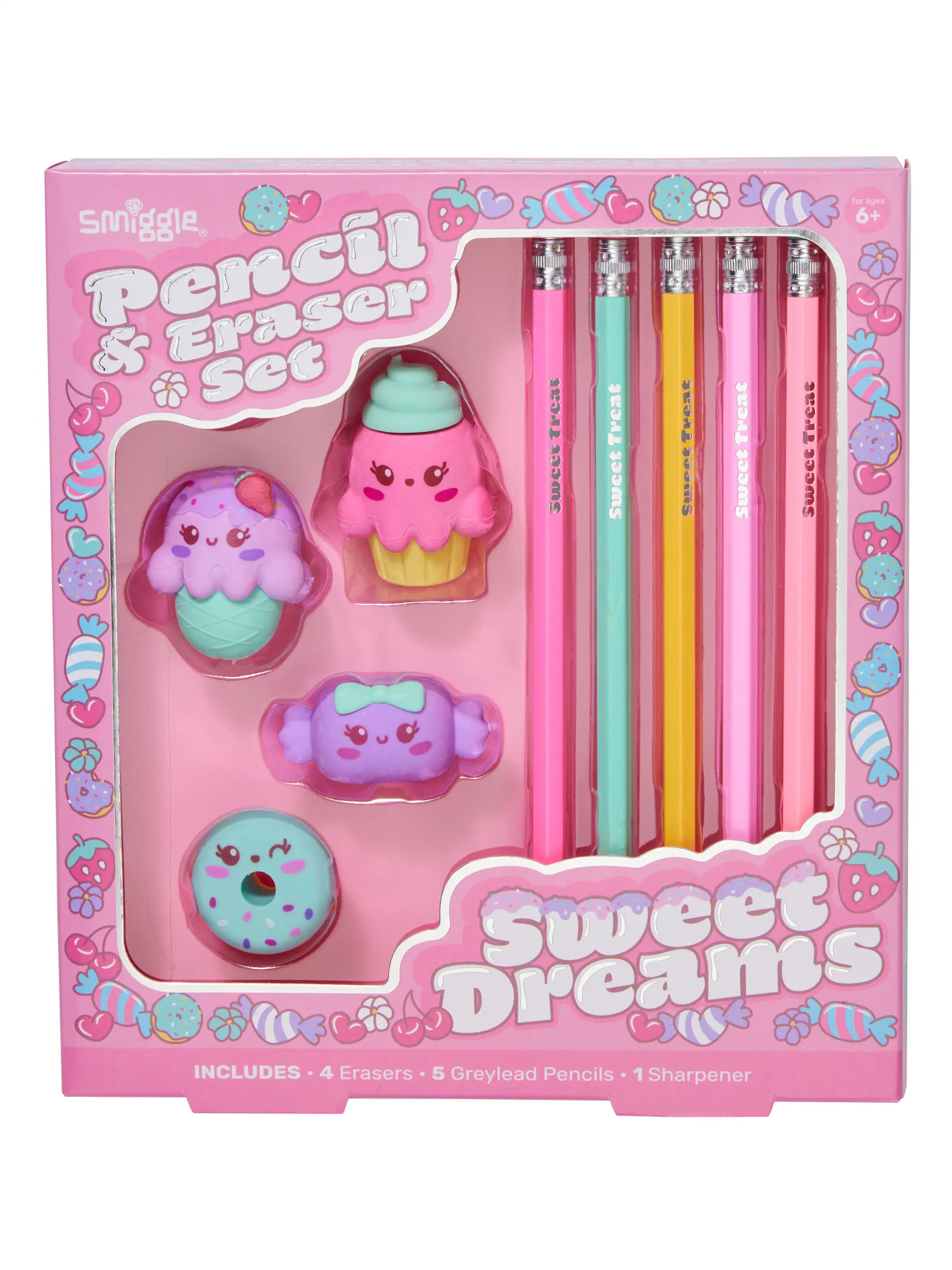 Smiggle Sweet Dreams Erasers and Pencils Gift Pack