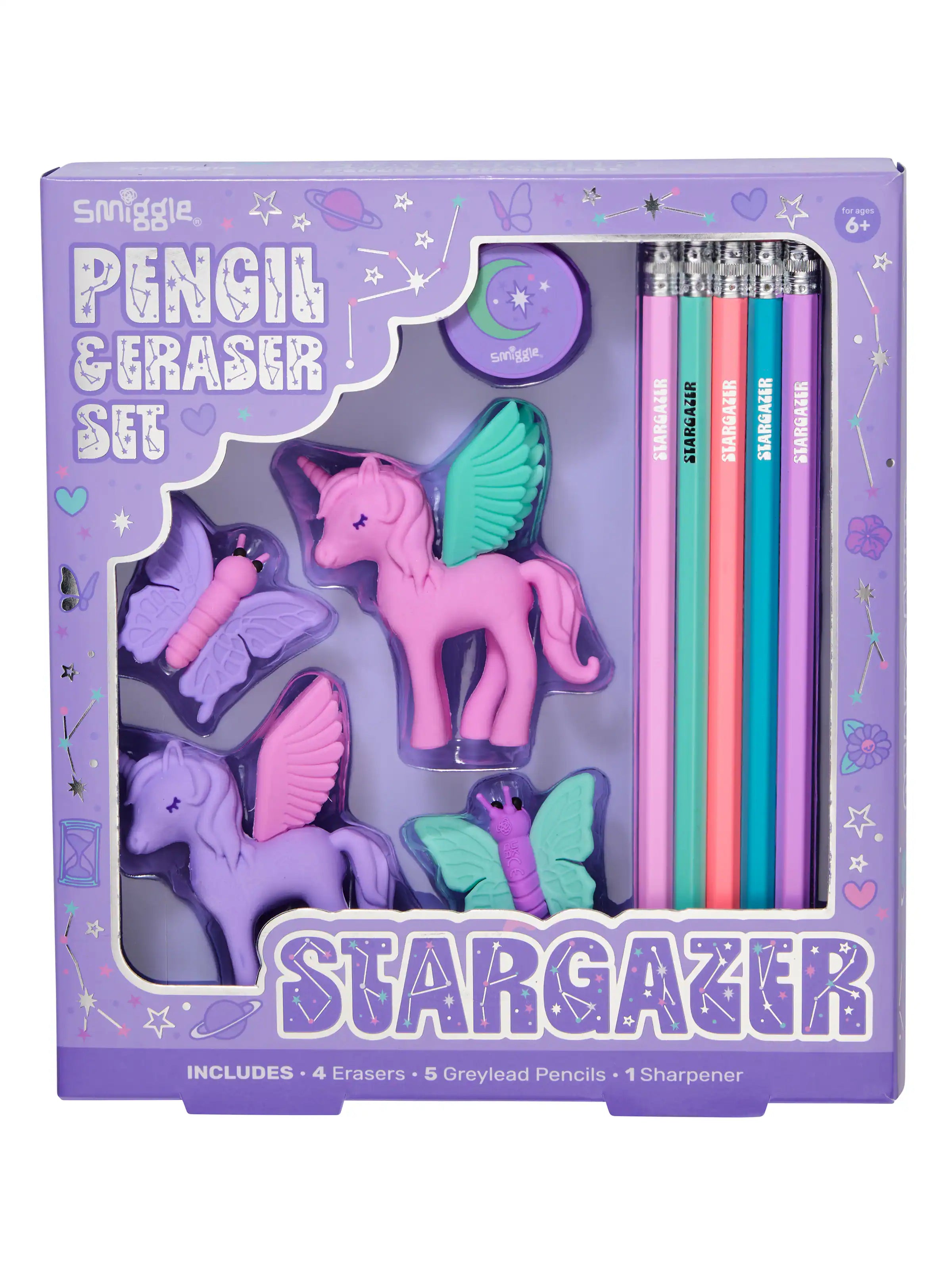 Smiggle Unicorn Erasers and Pencils Gift Pack