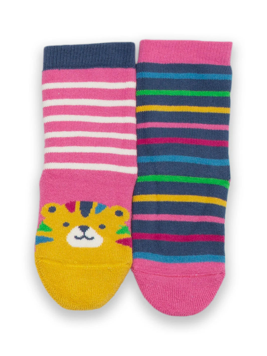 Organic Cotton Grippy Socks - Pink Tiger