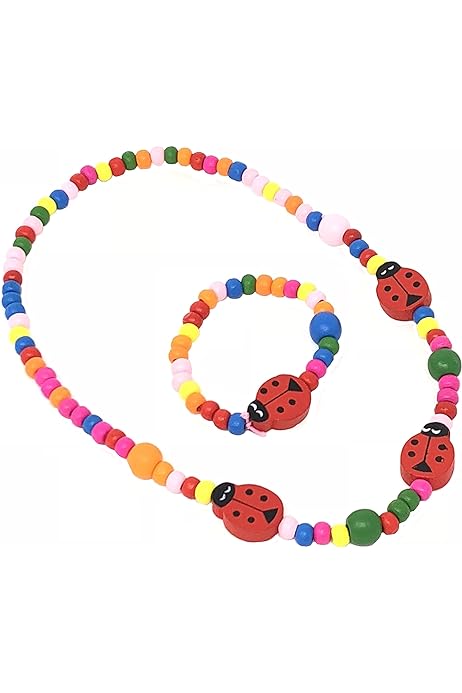 Ladybird Beaded Necklace And Bracelet Set