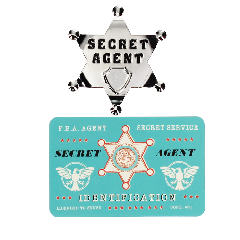 Metal badge and ID card - Secret Agent