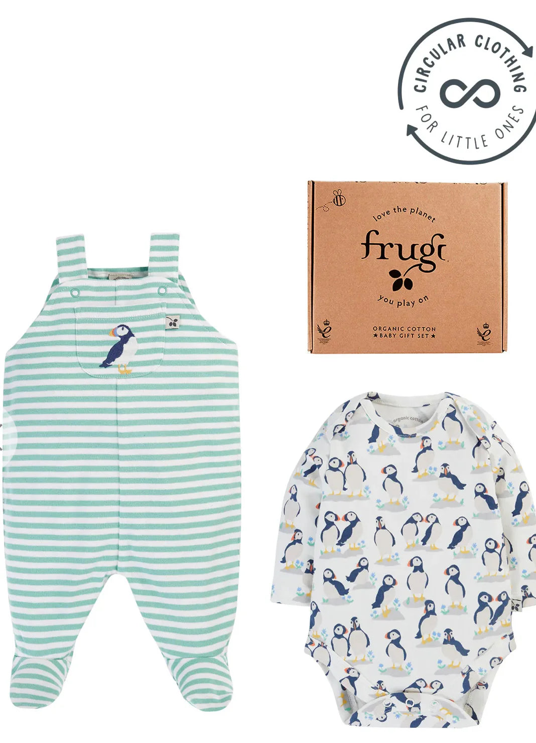 Frugi Boxed Baby Outfit - Puffins