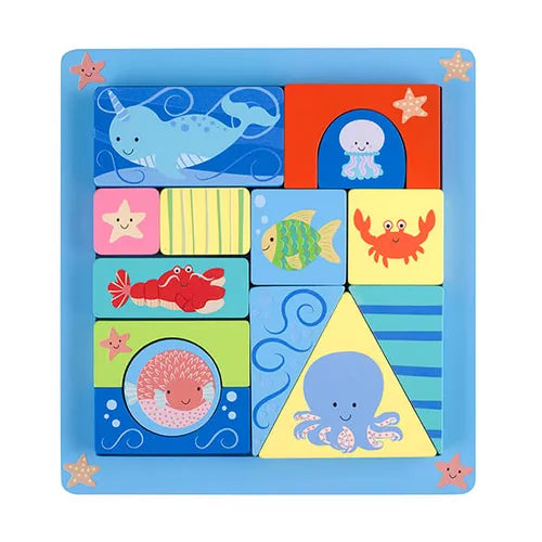 Wooden Blocks Puzzle Sea Life Design