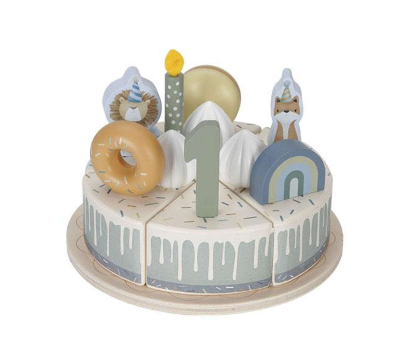 Wooden Birthday Cake with Age 1 to Age 5 Numbers