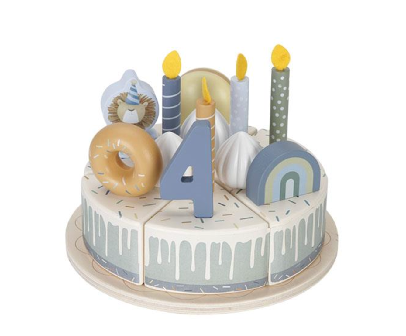 Wooden Birthday Cake with Age 1 to Age 5 Numbers