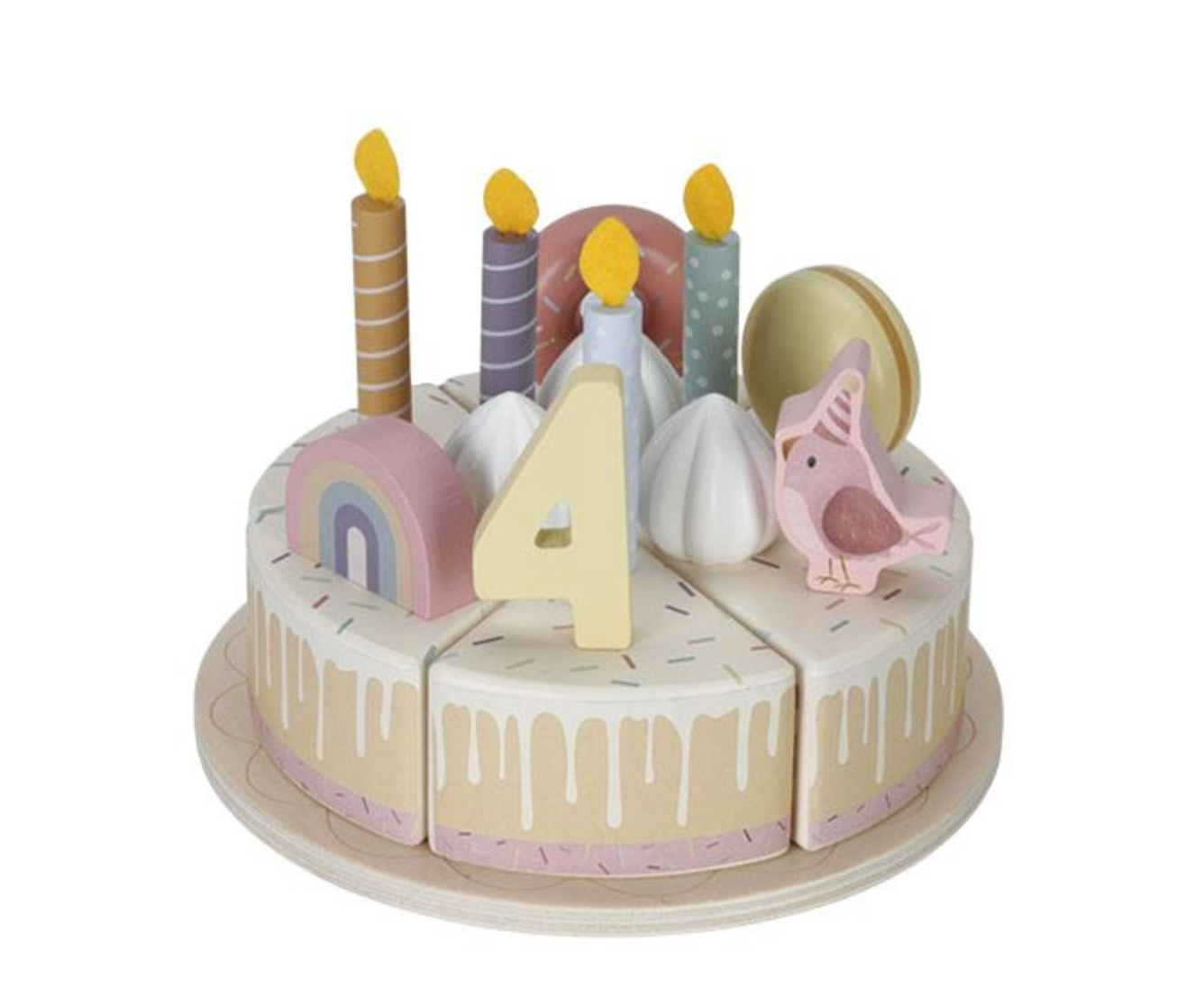 Wooden Birthday Cake with Age 1 to Age 5 Numbers