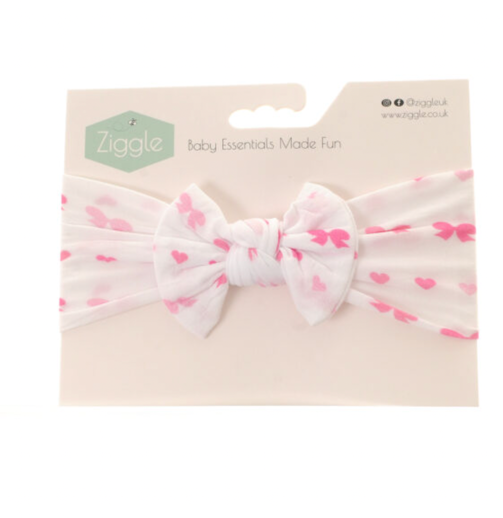 Ziggle Hearts & Bows Top Bow Turban Headband