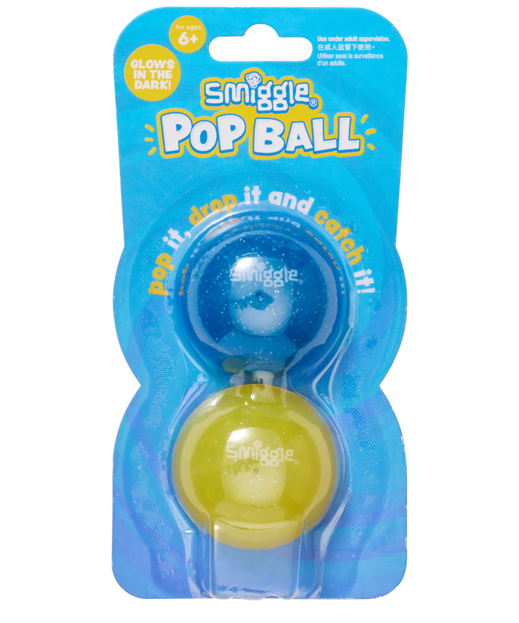 Smiggle Glow In The Dark Pop Balls - Blue