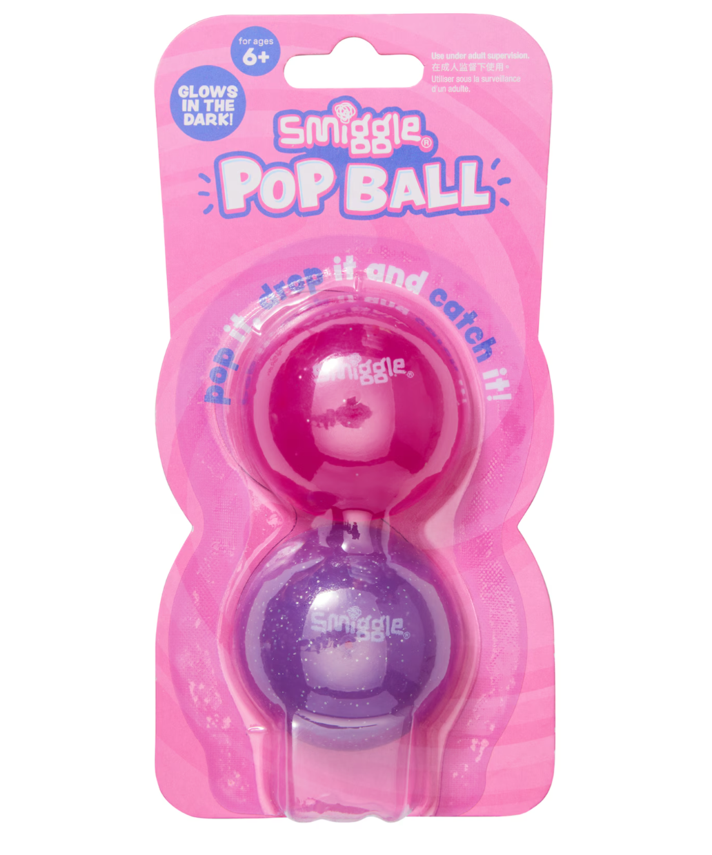 Smiggle Glow In The Dark Pop Balls - Pink