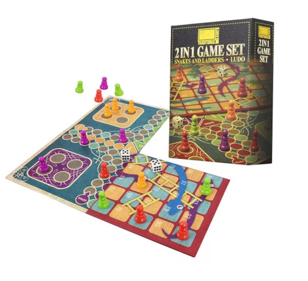 2 in 1 Traditional Board Game Set Snakes & Ladders and Ludo