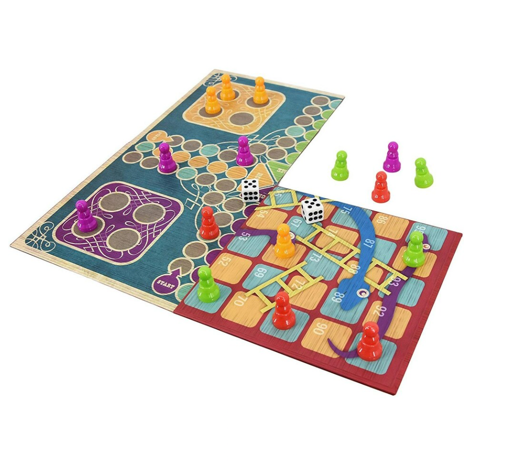 2 in 1 Traditional Board Game Set Snakes & Ladders and Ludo