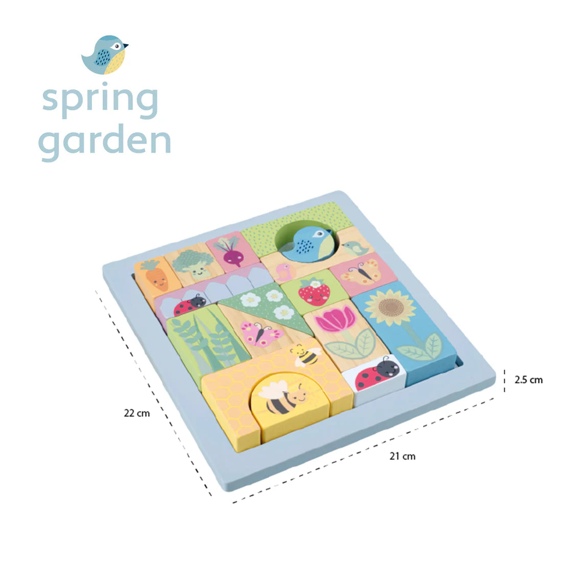 Wooden Blocks Puzzle Spring Garden Design