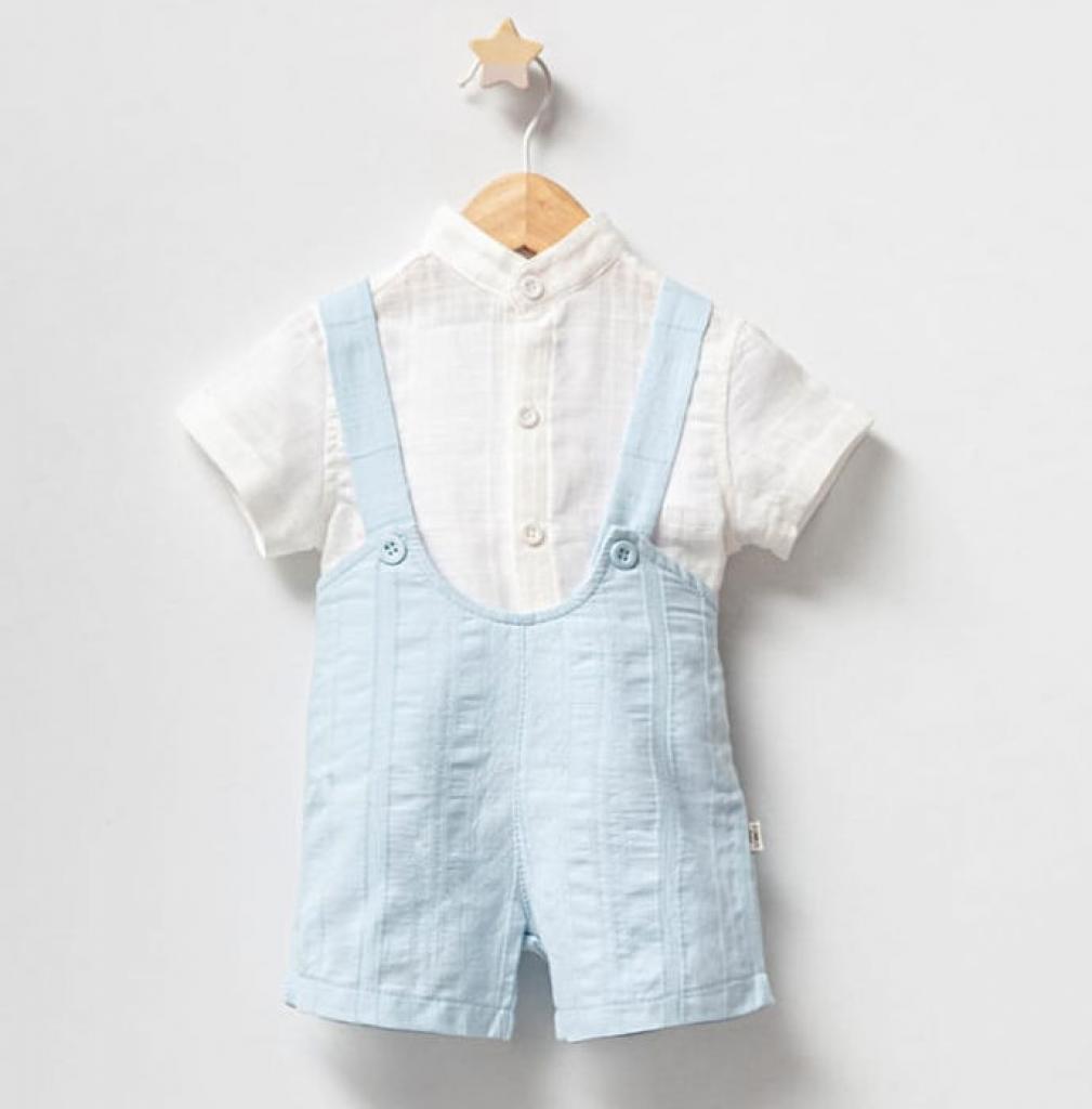 baby boy traditional Sky Blue Cotton Dungaree Set
