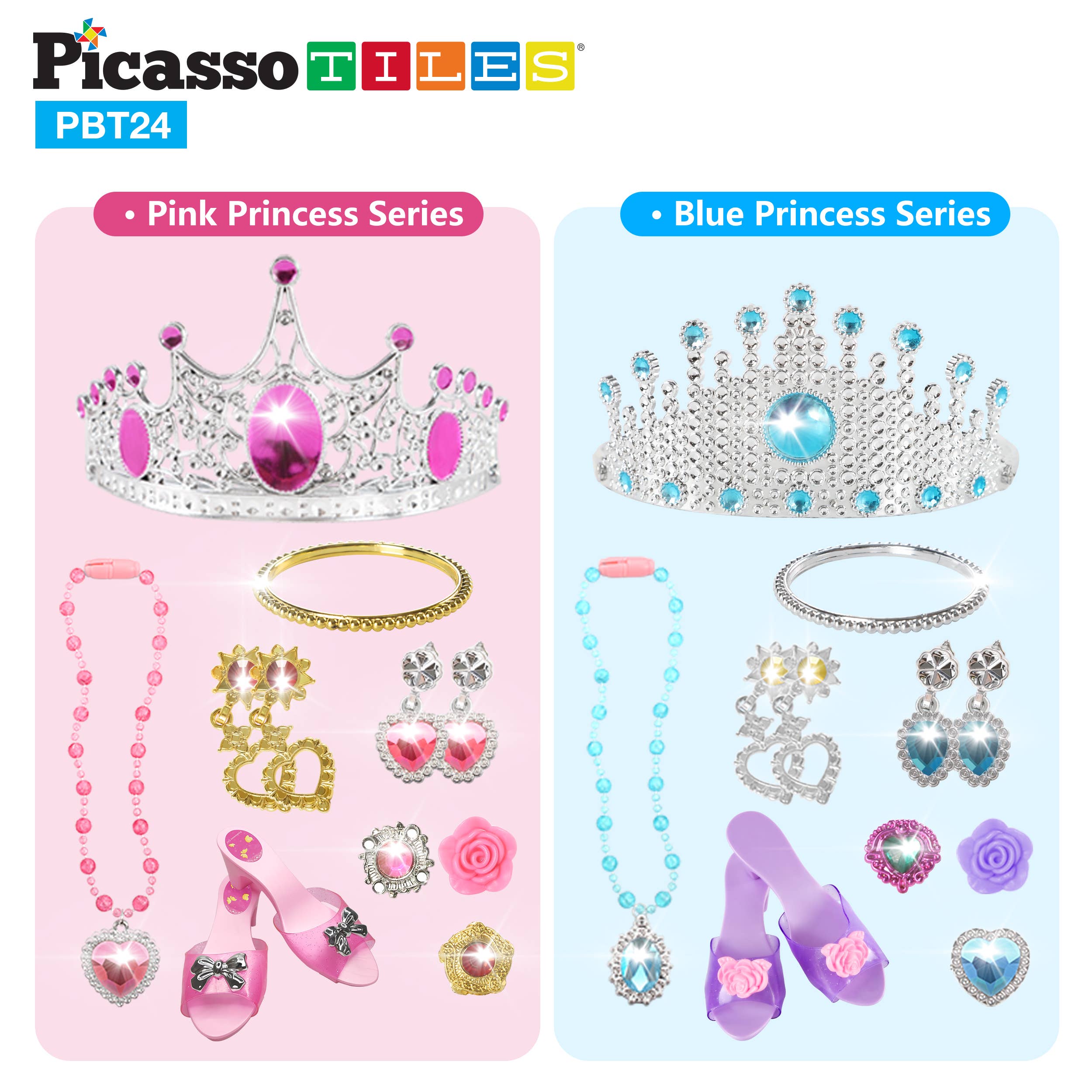 PicassoTiles Kids 24 Piece Fairytale Royal Princess Dress Up