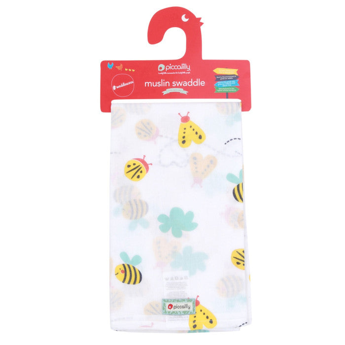 Bumble Bees Muslin Swaddle 120 x 120cm