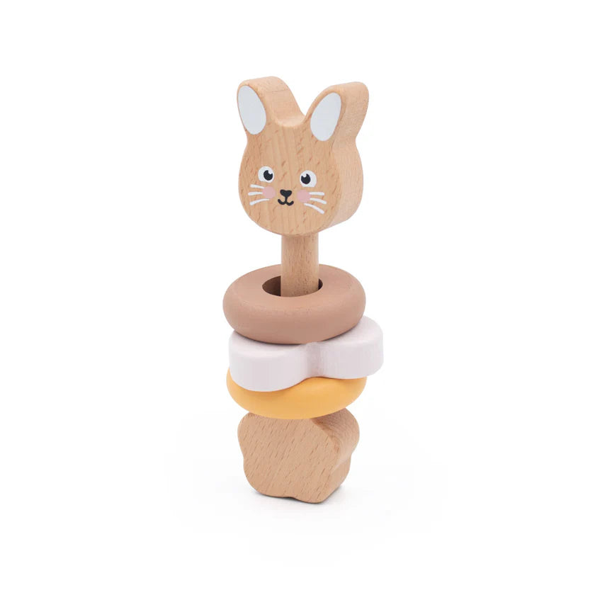 Boxed Wooden Bunny Rabbit Teething Rattle