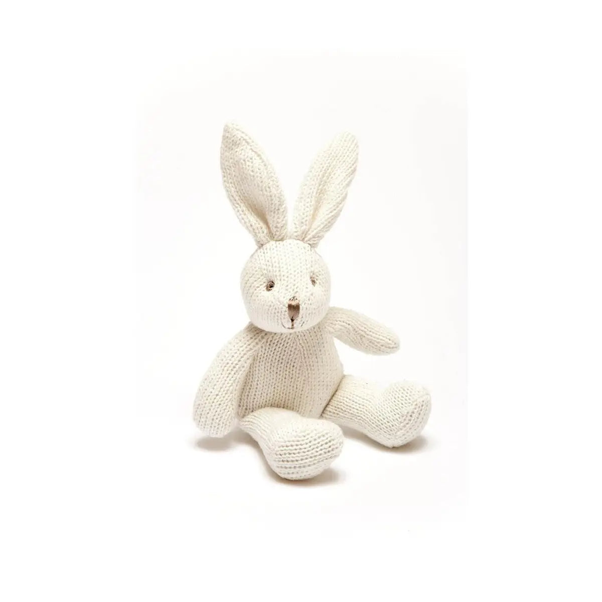 Knitted Organic Cotton White Bunny Baby Rattle