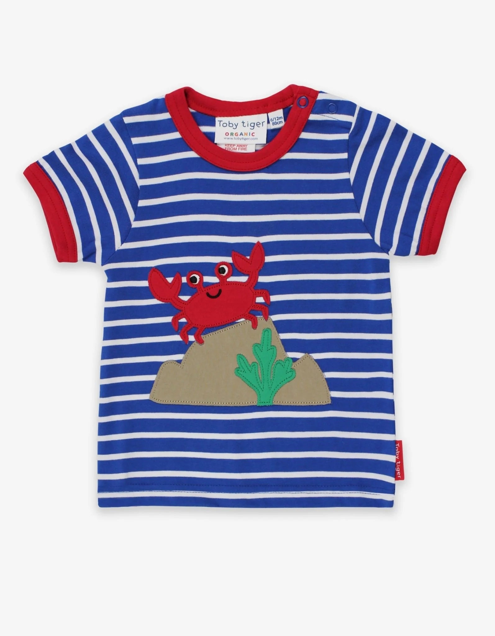 Toby Tiger Organic Cotton Crab Applique T-Shirt