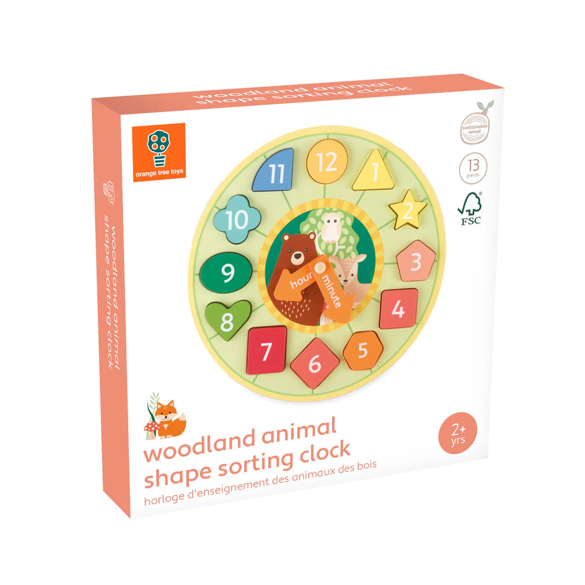 Orange Tree Toys - Woodland Shape Sorting Clock