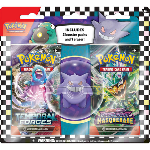 Pokemon Pack of 2 Booster Cards with Eraser