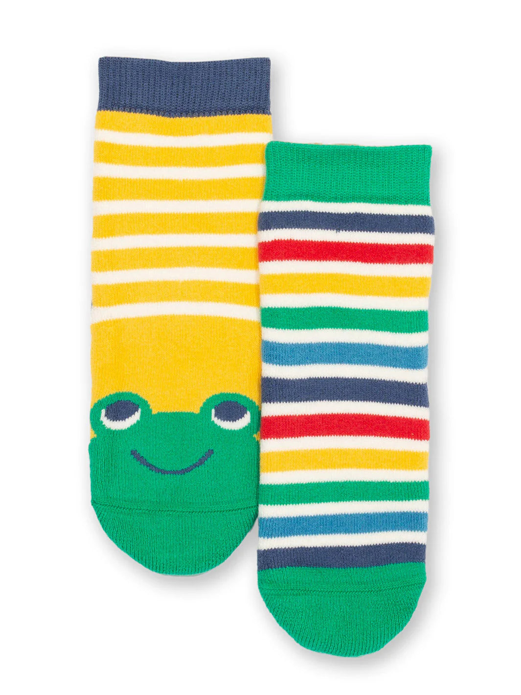 Organic Cotton Grippy Socks - Rainbow Froggy Face