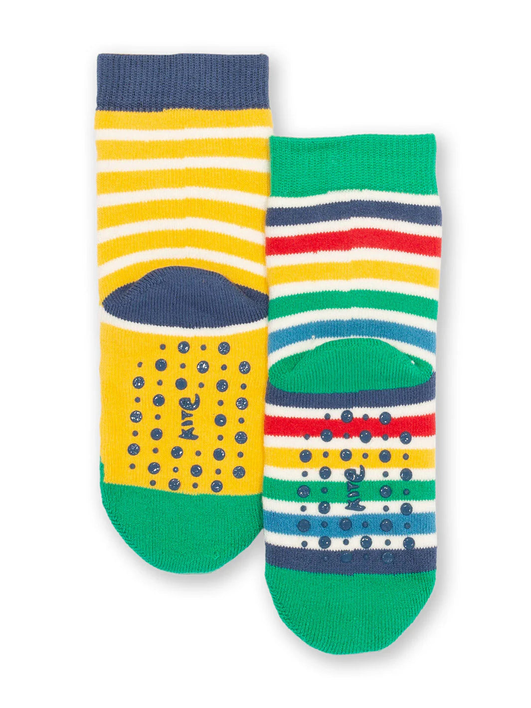 Organic Cotton Grippy Socks - Rainbow Froggy Face