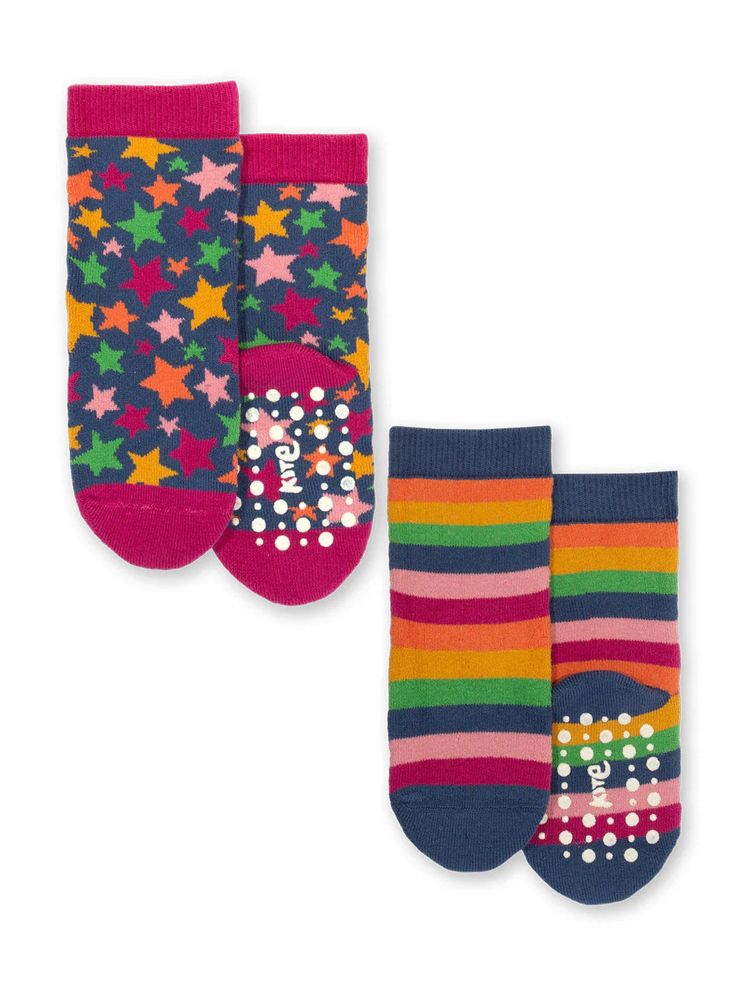 Organic Cotton Grippy Socks - Navy and Purple Stars & Stripes