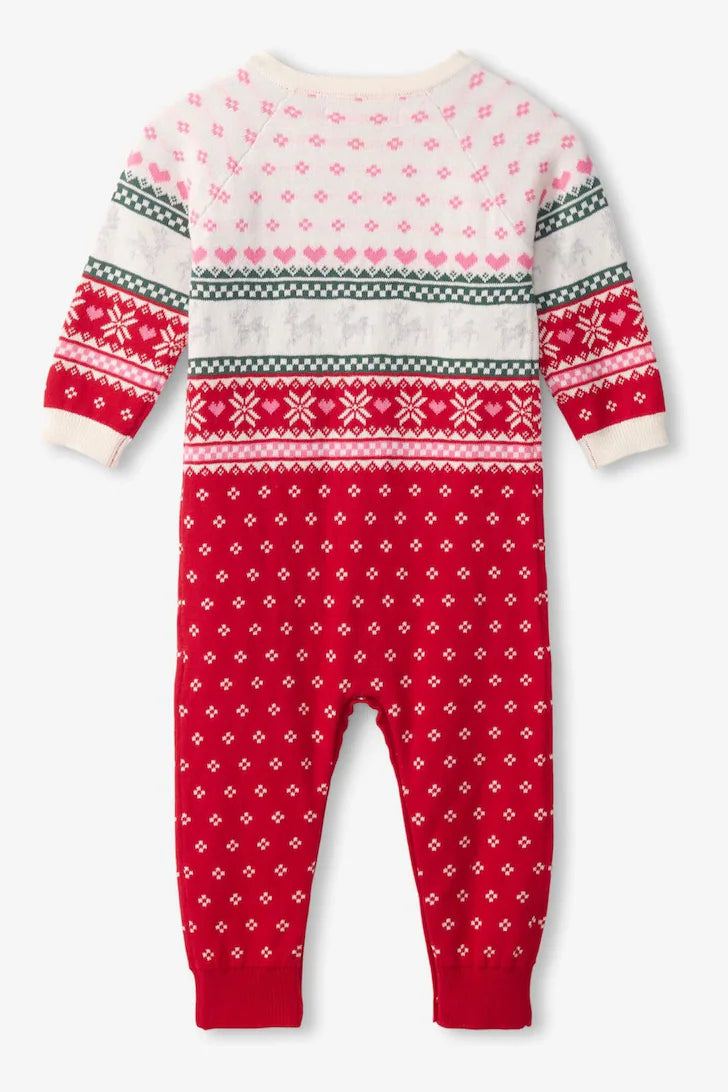 Hatley Faire Isle Christmas Romper - Pink