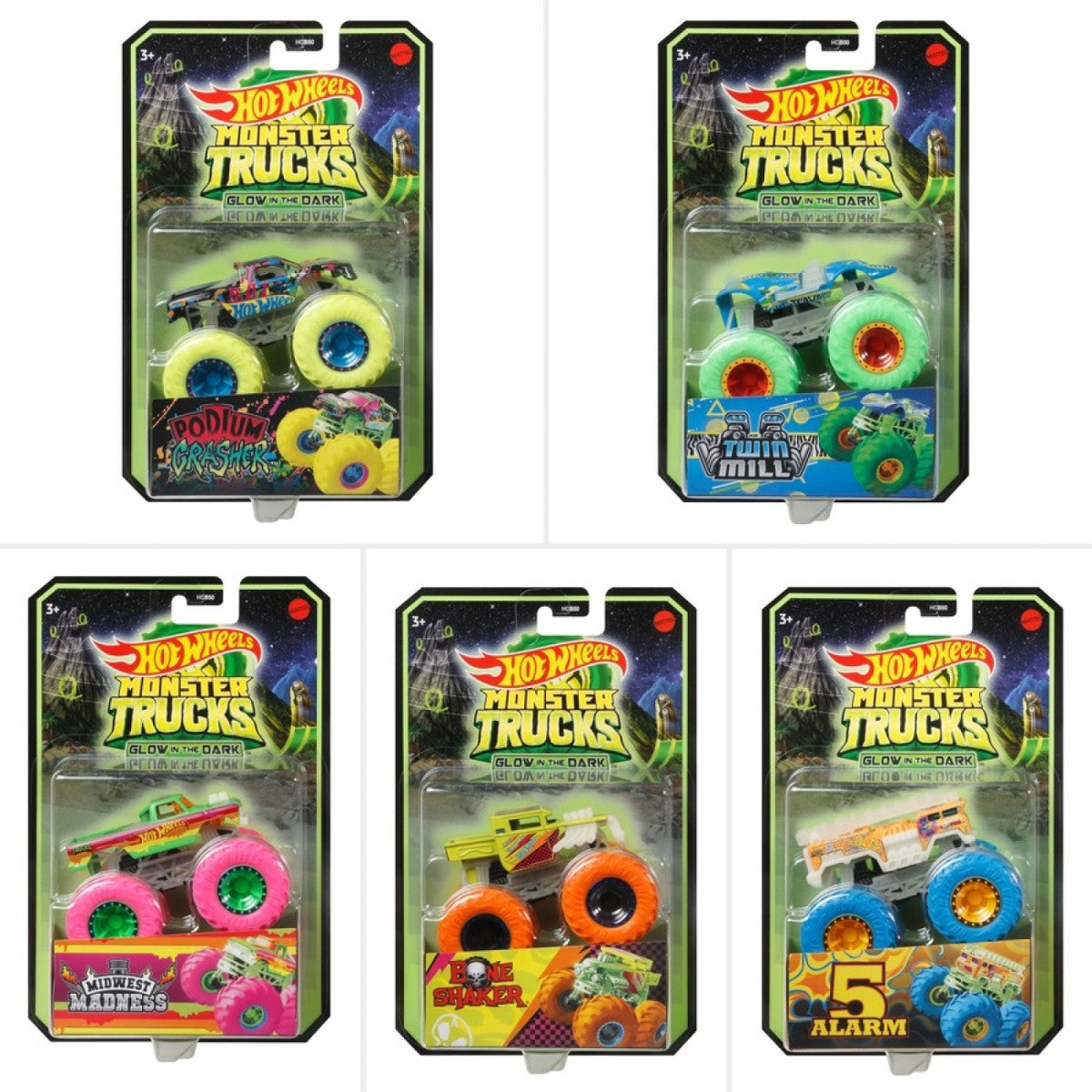 Hot Wheels Monster Trucks Glow in the Dark (1 supplied at random)