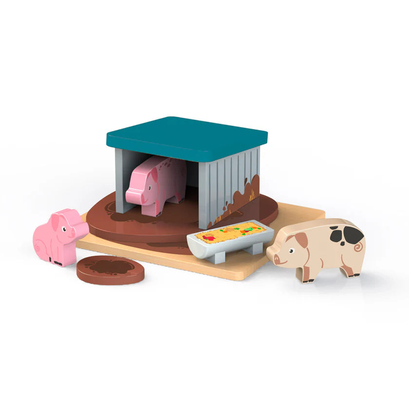 Wooden Pig Sty Set