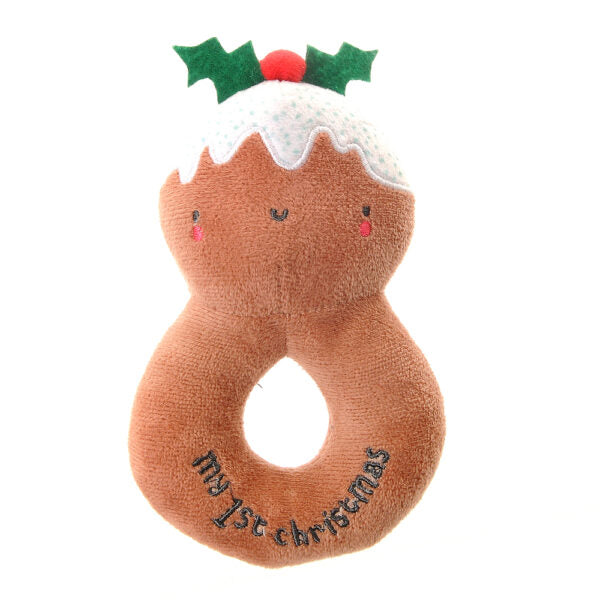 My First Christmas - Pudding Baby Rattle