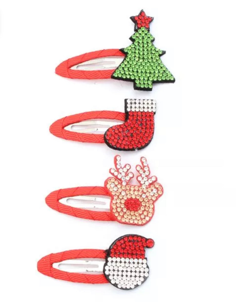 Christmas Diamante Hair Clips.