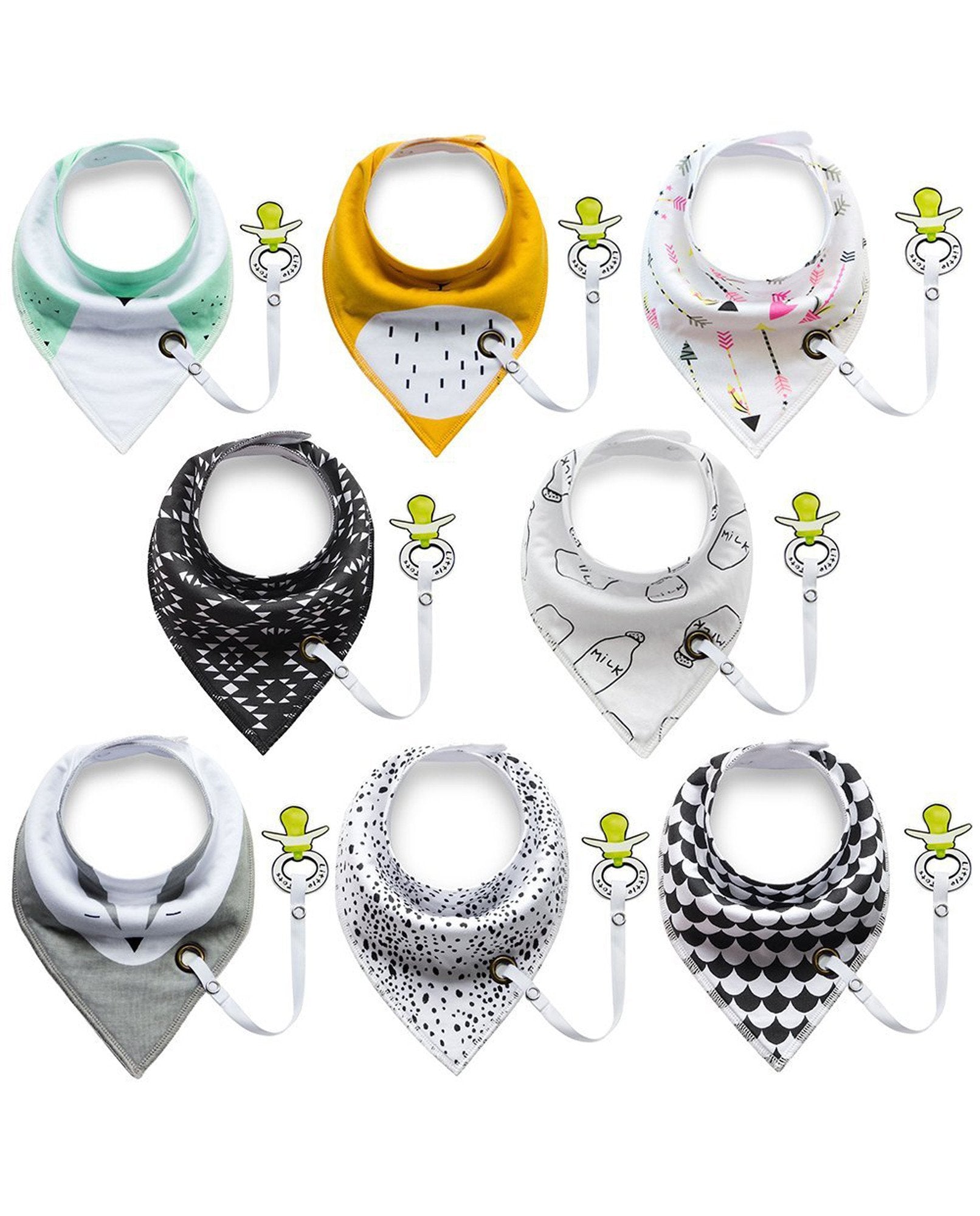 Dummy Clip Bibs It's a perfect solution for a baby that likes to put their own dummy in and out and a great way to ensure that you don't lose the dummy when they're out in the pram.